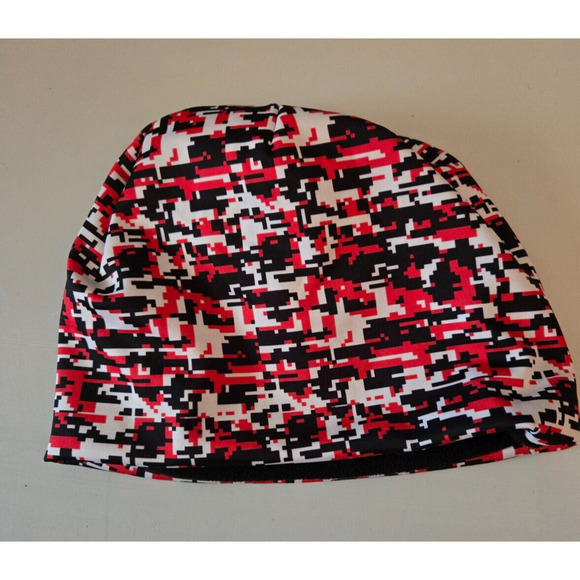 Quaker State Beanie Hat Red Black‎ And White Geometric Fleece Lined Warm - Picture 2 of 5